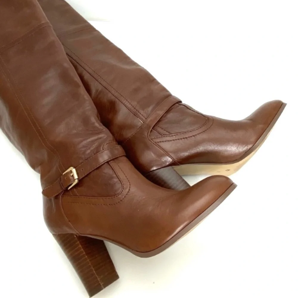 AUDREY Brooke Abhigrade Over the Knee Heel Leather Boot in Brown